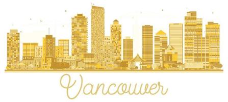 Vancouver City Skyline goldene Silhouette. vektor