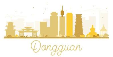 Dongguan City Skyline goldene Silhouette. vektor