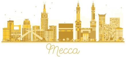 mecka saudi arabien stad horisont gyllene silhuett. vektor