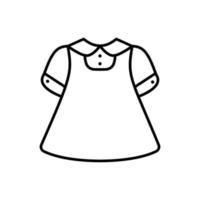 Umriss, einfaches Vektor-Babykleid-Symbol isoliert auf weißem Hintergrund. vektor