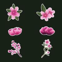 persika blomma klistermärke uppsättning vektor
