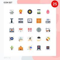 flacher farbsatz der mobilen schnittstelle von 25 piktogrammen von ostern liebe lieblingsei diagramm editierbare vektordesignelemente vektor