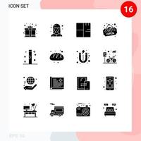 16 fast glyf begrepp för webbplatser mobil och appar dag tecken arkitektur affär växt redigerbar vektor design element