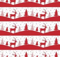 sömlös glad jul mönster med hjortar, vinter- abstraktion. skog bakgrund. ändlös horisontell baner med renar i snö. hand dragen papper dekorativ element, vektor illustration.