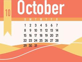 Oktober Kalendervektor vektor