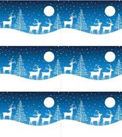 sömlös glad jul mönster med hjortar, vinter- abstraktion. skog bakgrund. ändlös horisontell baner med renar i snö. hand dragen papper dekorativ element, vektor illustration.