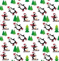 Frohe Weihnachten Musterdesign mit Pinguinen, im Vektor. vektor