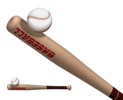 sporter trä- baseboll fladdermus kraftigt träffar flygande boll. amerikan nationell sport. aktiva livsstil. realistisk vektor