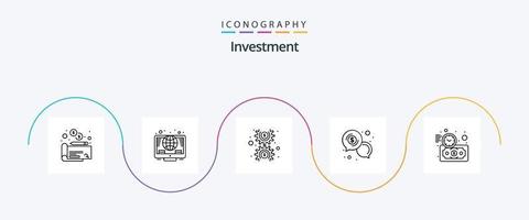 investering linje 5 ikon packa Inklusive budget uppskatta. dollar. redskap. kommunikation. kontanter vektor