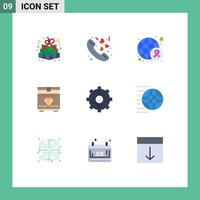 Packung mit 9 modernen flachen Farbzeichen und Symbolen für Web-Printmedien wie bearbeitbare Vektordesign-Elemente für Kundenspiele vektor