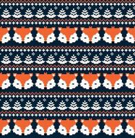 ny år jul mönster pixel med rävar vektor illustration