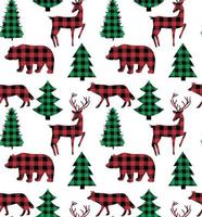 buffel pläd jul och ny år s mönster i en konvertibel bär en jul träd. vektor