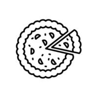 Umrissvektor-Apfelkuchen-Symbol isoliert auf weißem Hintergrund. vektor