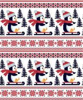 ny år jul mönster pixel i pingviner vektor illustration