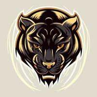 svart panter jaguar ansikte logotyp maskot ikon vild djur- karaktär vektor logotyp