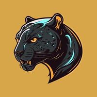 svart panter jaguar ansikte logotyp maskot ikon vild djur- karaktär vektor logotyp