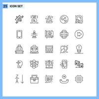 packa av 25 modern rader tecken och symboler för webb skriva ut media sådan som hus social först delning leksak redigerbar vektor design element