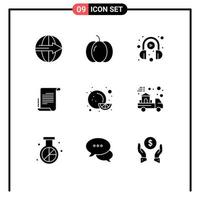 Stock Vector Icon Pack mit 9 Zeilen Zeichen und Symbolen für Lebensmittelszenario Gemüse neuartiges Spiel editierbare Vektordesign-Elemente
