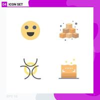 Stock Vector Icon Pack mit 4 Zeilen Zeichen und Symbolen für Emojis Science Cubes Game Schwamm editierbare Vektordesign-Elemente