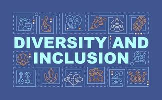 Vielfalt und Inklusion Wortkonzepte dunkelblaues Banner