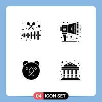 Stock Vector Icon Pack mit 4 Zeilen Zeichen und Symbolen für Instrument Predator Party Speaker kommerzielle editierbare Vektordesign-Elemente