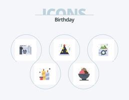 Geburtstag flach Icon Pack 5 Icon Design. Kamera. Hut. Süss. Spaß. Geburtstag vektor