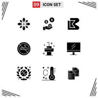 uppsättning av 9 modern ui ikoner symboler tecken för handfat sommar dollar hotell crypto redigerbar vektor design element