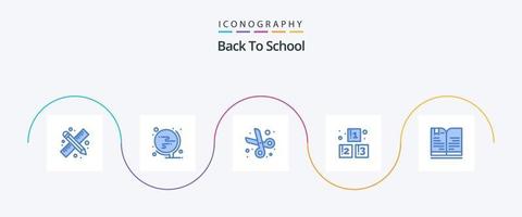 Back to School Blue 5 Icon Pack inklusive Buch. Schule. zurück zur Schule. Vorschule. ABC vektor