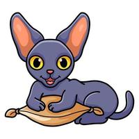 niedlicher Peterbald-Katzen-Cartoon auf dem Kissen vektor