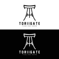 Torii-Tor-Logo, japanischer Geschichtstor-Symbolvektor, chinesische Illustration, Markenvorlage für Holzdesign-Unternehmen vektor