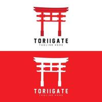 Torii-Tor-Logo, japanischer Geschichtstor-Symbolvektor, chinesische Illustration, Markenvorlage für Holzdesign-Unternehmen vektor