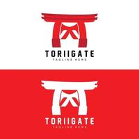 Torii-Tor-Logo, japanischer Geschichtstor-Symbolvektor, chinesische Illustration, Markenvorlage für Holzdesign-Unternehmen vektor