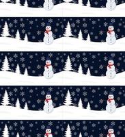 nahtlose Muster der frohen Weihnachten Winterabstraktion. Waldhintergrund. endloses horizontales Banner. handgezeichnete dekorative elemente aus papier, vektorillustration. vektor