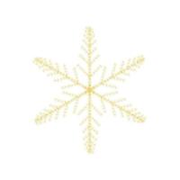 weihnachtliche goldene schneeflockendekoration aus goldglitzernden funkeln auf weißem transparentem hintergrund. Vektorglitzernde Glanzschneeflocke für Designschablone des Weihnachten oder des neuen Jahres vektor