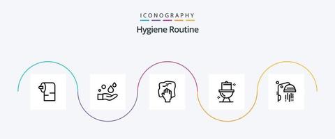 hygien rutin- linje 5 ikon packa Inklusive rena. tvättrum. hand. toalett. badrum vektor