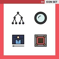 Stock Vector Icon Pack mit 4 Zeilenzeichen und Symbolen für Link-Display-Geräte Haushalts-Media-Player editierbare Vektordesign-Elemente