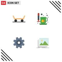 Stock Vector Icon Pack mit 4 Zeilenzeichen und Symbolen für Skateboard-Setting-Cup-Print-Galerie editierbare Vektordesign-Elemente