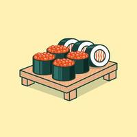 Maki-Brötchen und Tobiko-Cartoon-Vektorsymbol-Illustration vektor