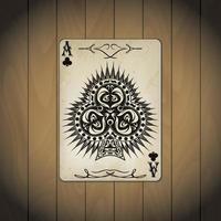Ass der Clubs Poker Karten alten Look lackiertes Holz vektor