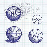 Basketballball-Skizze auf Papierheft gesetzt vektor