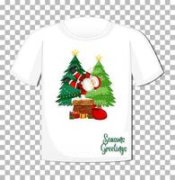 Weihnachtsmann-Karikaturfigur auf T-Shirt lokalisiert auf transparentem Hintergrund vektor