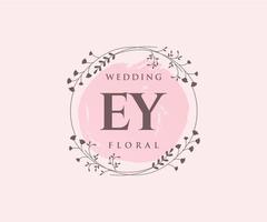 Ey Initialen Brief Hochzeit Monogramm Logos Vorlage, handgezeichnete moderne minimalistische und florale Vorlagen für Einladungskarten, Datum speichern, elegante Identität. vektor