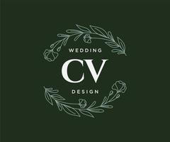 cv initialen brief hochzeit monogramm logos sammlung, handgezeichnete moderne minimalistische und florale vorlagen für einladungskarten, save the date, elegante identität für restaurant, boutique, café im vektor