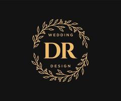 dr initialen brief hochzeit monogramm logos sammlung, handgezeichnete moderne minimalistische und florale vorlagen für einladungskarten, save the date, elegante identität für restaurant, boutique, café im vektor