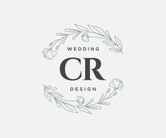 cr initials brief hochzeitsmonogramm logos sammlung, handgezeichnete moderne minimalistische und florale vorlagen für einladungskarten, save the date, elegante identität für restaurant, boutique, café im vektor