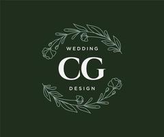 CG Initialen Brief Hochzeit Monogramm Logos Sammlung, handgezeichnete moderne minimalistische und florale Vorlagen für Einladungskarten, Save the Date, elegante Identität für Restaurant, Boutique, Café im Vektor