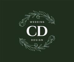 CD initialer brev bröllop monogram logotyper samling, hand dragen modern minimalistisk och blommig mallar för inbjudan kort, spara de datum, elegant identitet för restaurang, boutique, Kafé i vektor