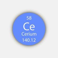 Cerium-Symbol. chemisches Element des Periodensystems. Vektor-Illustration. vektor