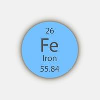 järn symbol. kemiskt element i det periodiska systemet. vektor illustration.