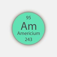 americium symbol. kemiskt element i det periodiska systemet. vektor illustration.